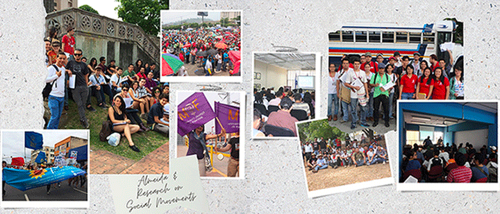 Images depict students and faculty members involved in research in Honduras, Costa Rica and El Salvador.